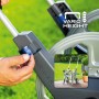 LUX Schlauchwagen Professional Metall: Detailaufnahme der Höhenverstellung und des kompletten Wagens.