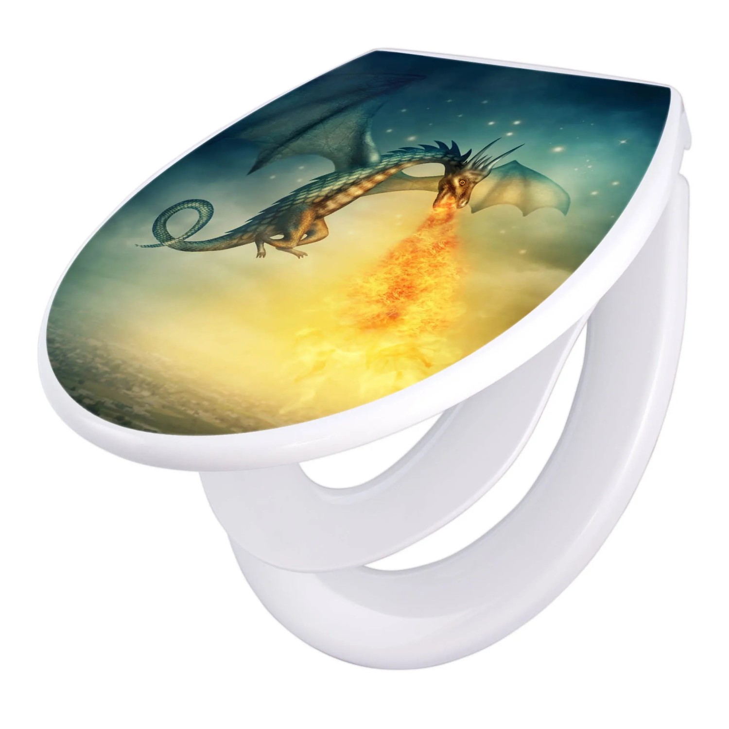 Banjado Familien WC-Sitz mit Drachen Motiv. Klodeckel mit Kindersitz und Absenkautomatik.