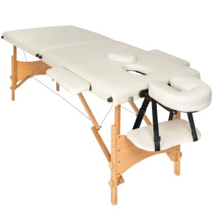 Tectake 2 Zonen Massageliege Set Freddi Breite 61 cm  Polsterung 5 cm Inklusive Lagerungsrollen und Tragetasche  210 x 95 x 84 cm Beige