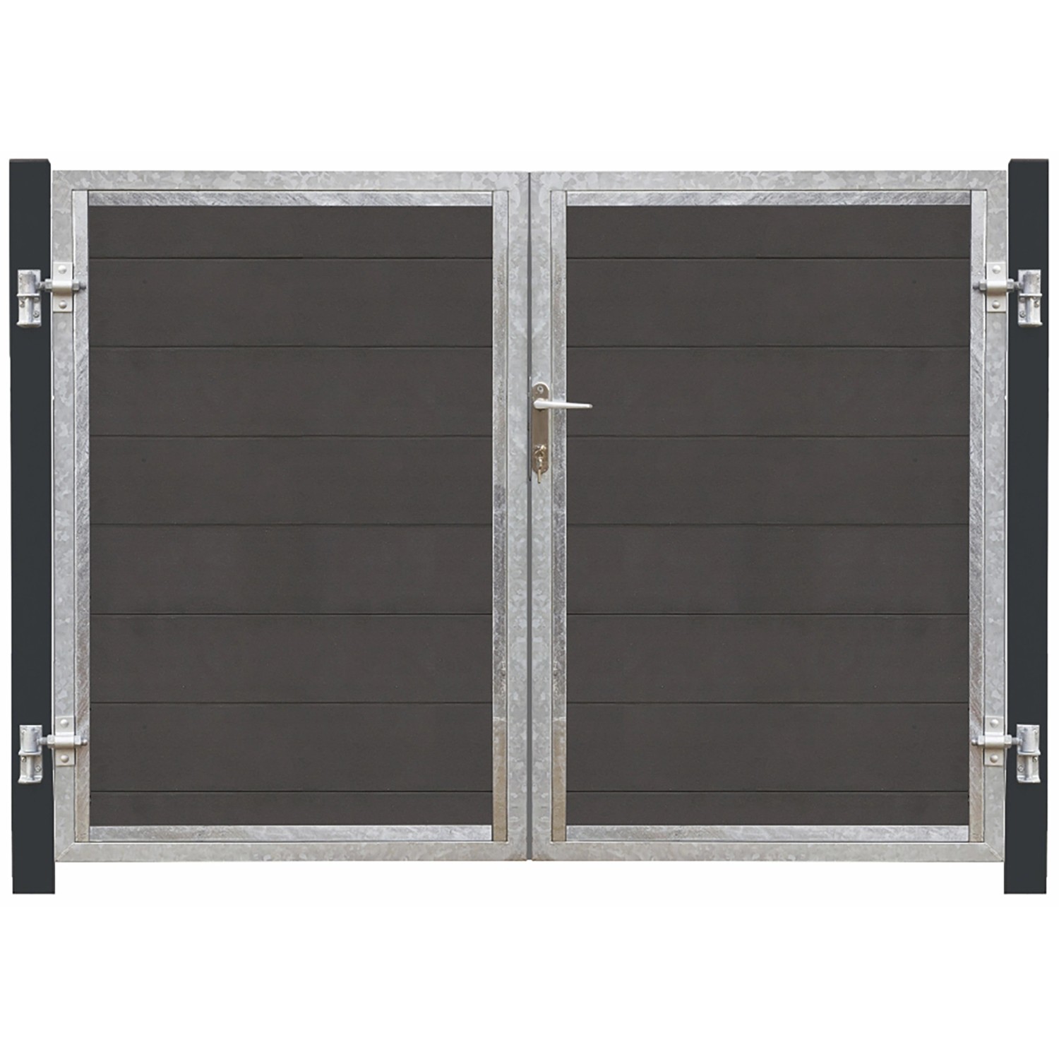 Doppeltor Futura WPC Schiefergrau DIN R 213 cm x 145 cm Pfosten grauschwarz günstig online kaufen