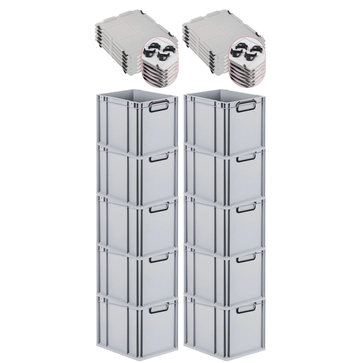 PROREGAL SparSet 10x Eurobox Nextgen Color Mit Auflagedeckel HxBxT 32x30x40 günstig online kaufen
