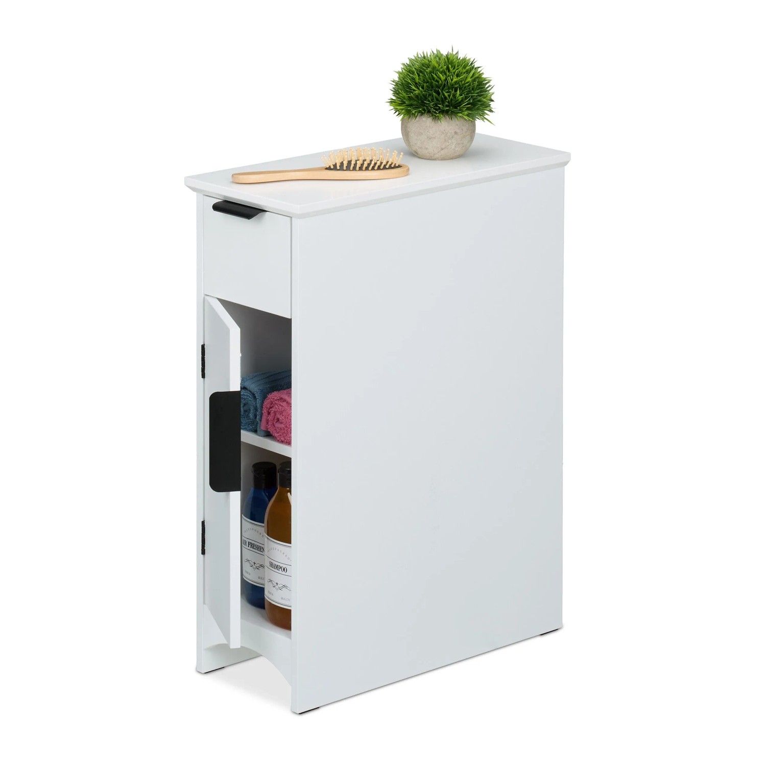 Relaxdays Nischenschrank MDF Weiß mit Schublade und Tür 61,5 cm x 21 cm x 46 cm 9,2 kg