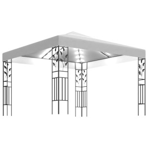 Weißer vidaXL Pavillon 3x3 m mit LED-Lichterkette für Garten & Terrasse.