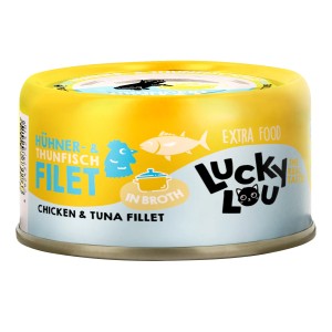Lucky Lou Katzen-Nassfutter Hühner & Thunfisch in Broth Dose, gelb