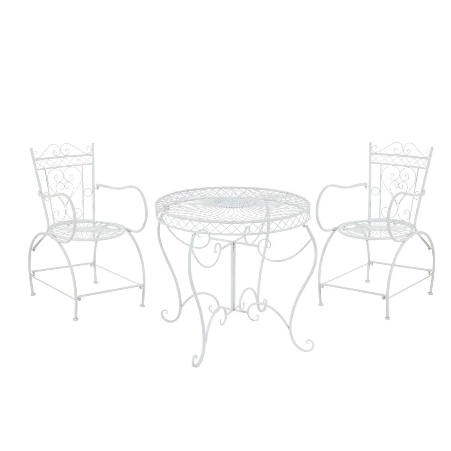 DELUKE Balkonset Bistroset LORIN Metall Weiß 90x90x69cm Gartenmöbelset 2 Personen Metall Vintage Balkonmöbel Set Terrassenmöbelset
