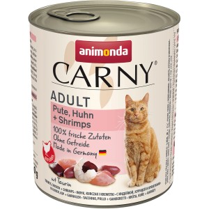 Carny Katzen-Nassfutter Adult mit Pute, Huhn und Shrimps, 800g Dose.