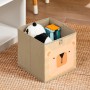 Beige Kinder Aufbewahrungsbox mit Löwenmotiv, gefüllt mit Spielzeug. Passend zur SoBuy Kindersitzgruppe.