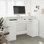Weißer LED-Schreibtisch mit Monitorablage, Schubladen und Fächern. Ideal für Büro oder Gaming.