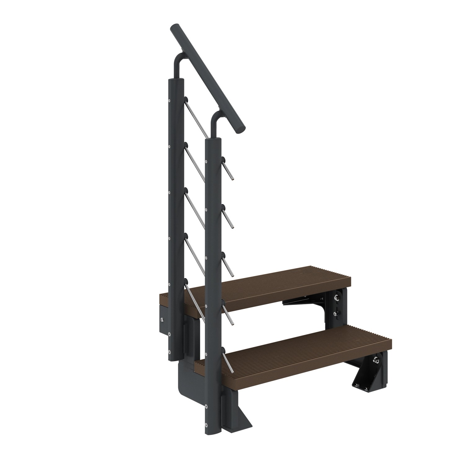 Dolle Außentreppe Gardentop Anthrazit 2 Stufen 80 cm Braun inkl. Geländer günstig online kaufen