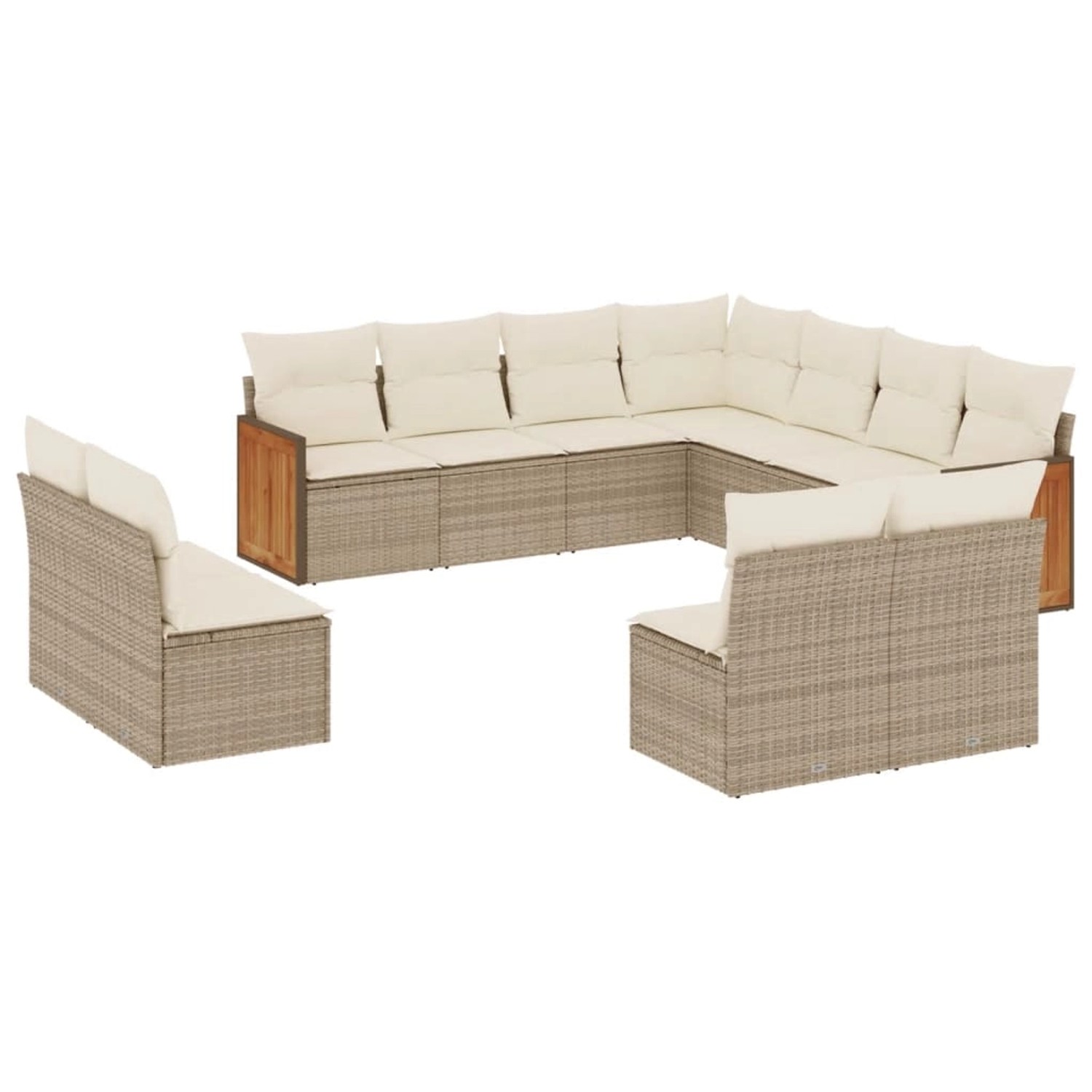 vidaXL 11-Tlg Garten-Sofagarnitur mit Kissen Beige Poly Rattan 3227766 günstig online kaufen