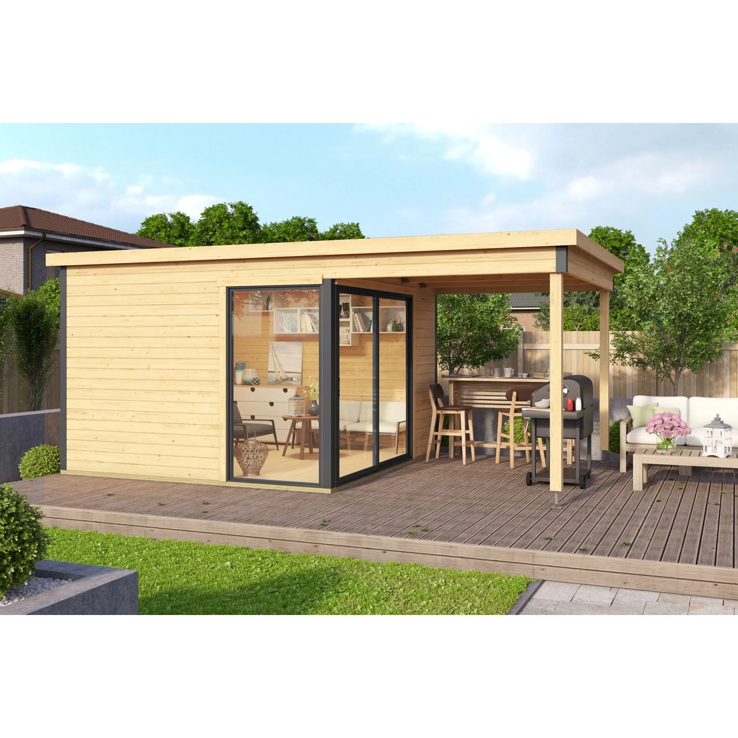 Lasita Gartenhaus Domeo 2 Natur/Unbehandelt 504,4 cm x 300 cm