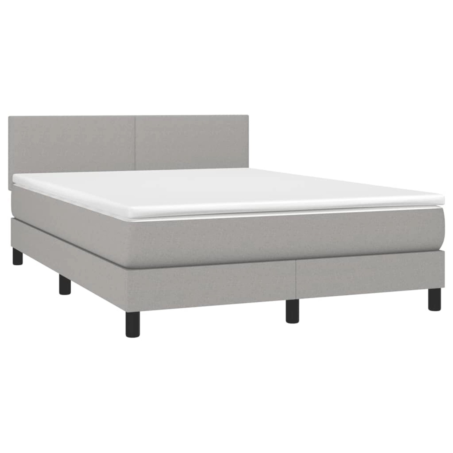 vidaXL Boxspringbett mit Matratze & LED Hellgrau 140x190 cm Stoff 3132989 günstig online kaufen