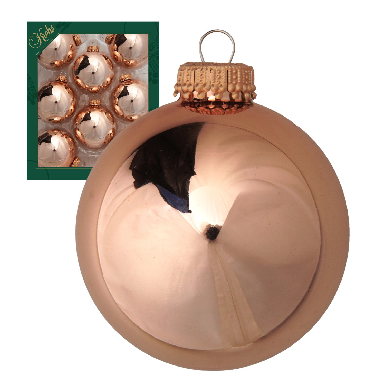 Krebs Glas Lauscha Weihnachtskugeln Altgold Glanz Uni 8er-Set 7cm