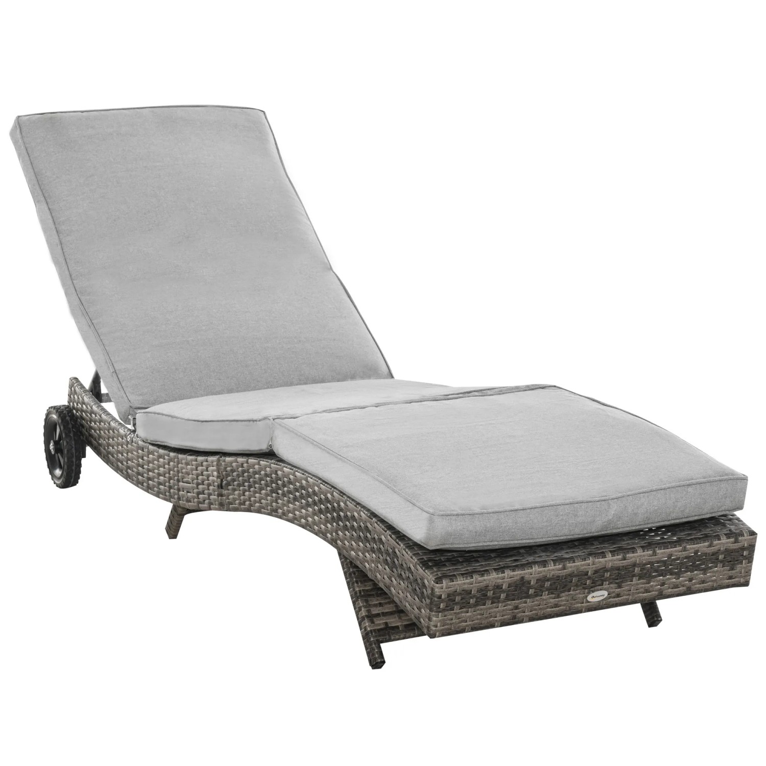 Outsunny Gartenliege Metall  PE-Rattan  Polyester 207L x 70B x 70H cm Grau