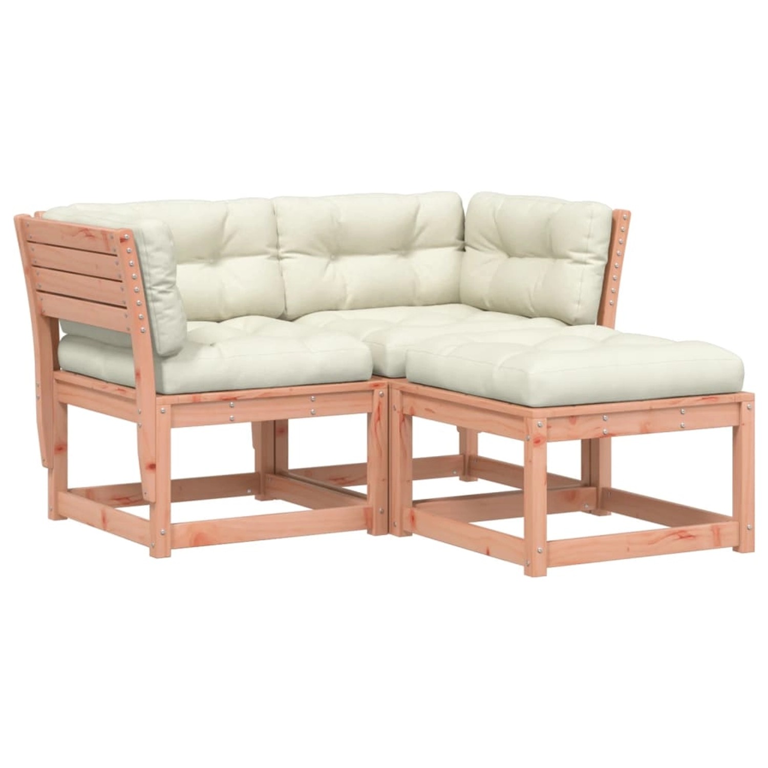 vidaXL 3-Tlg Garten-Sofagarnitur mit Kissen Massivholz Douglasie 3216993