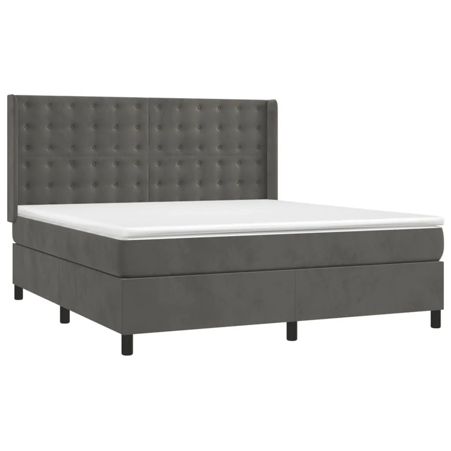 vidaXL Boxspringbett mit Matratze & LED Dunkelgrau 180x200 cm Samt 3139818 günstig online kaufen