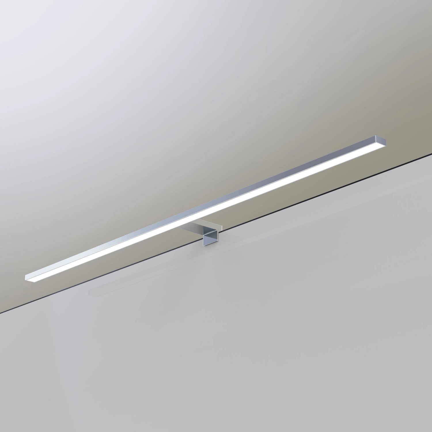 Verchromte kalb LED Badleuchte, 100cm, neutralweiß, zur Montage am Spiegel oder Spiegelschrank.