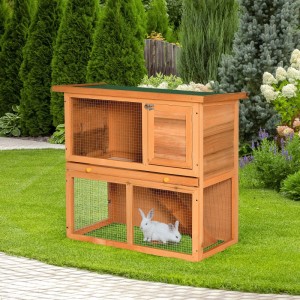 PawHut Hasenstall Tannenholz 90 x 45 x 80cm