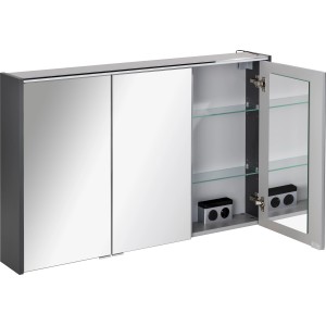 Fackelmann Spiegelschrank Denver, 110 cm, Anthrazit, mit Softclose-Türen und Glasböden.