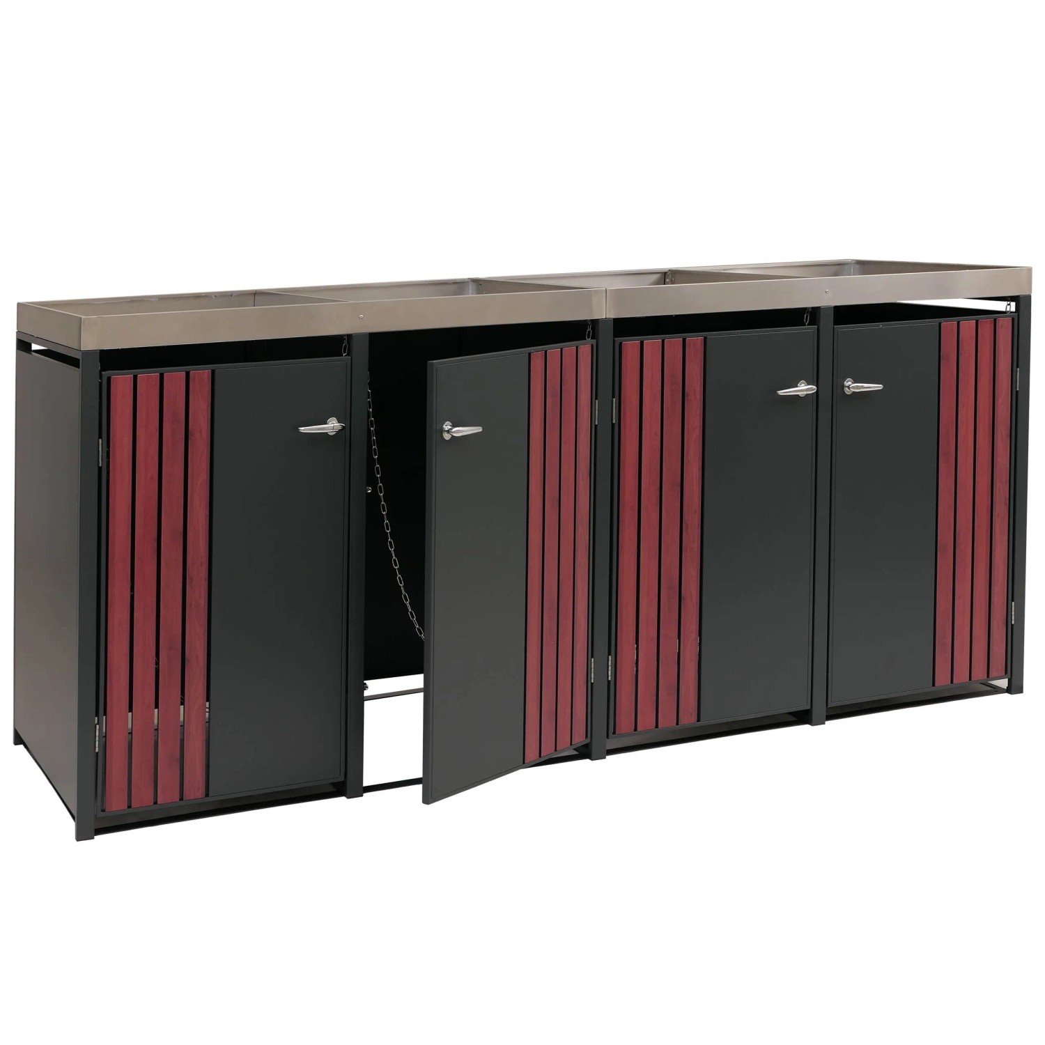 Proregal 4er-Mülltonnenverkleidung Mit Pflanzkasten HxBxT 125x260x84 cm Ant günstig online kaufen