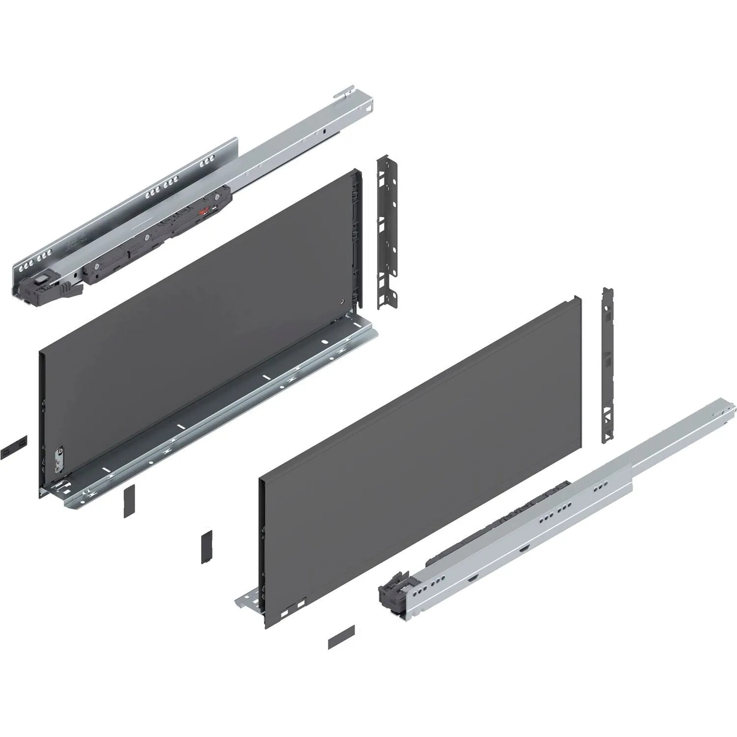 Blum Legrabox Pure Set Höhe F Tip-On Vollauszug 600 mm 40 kg Oriongrau 1 Paar