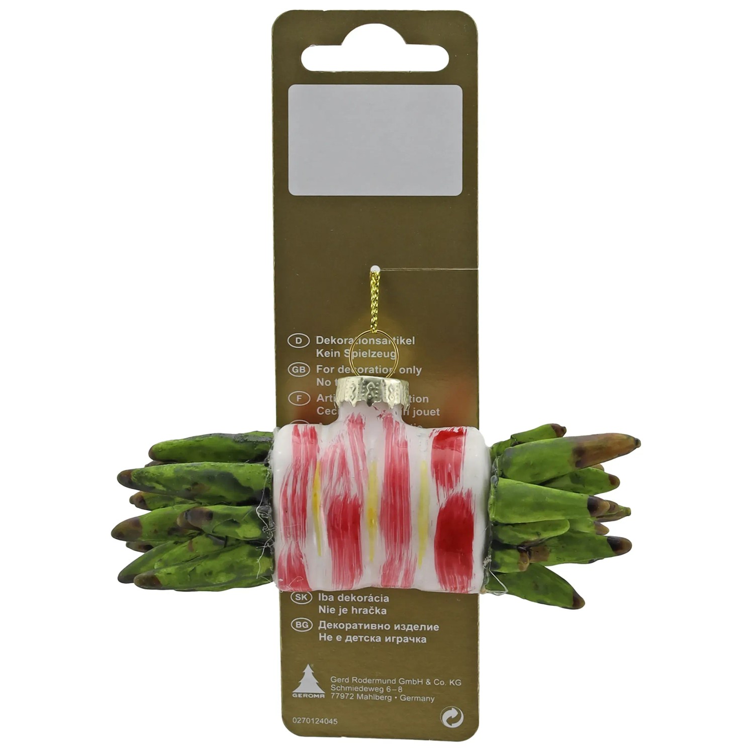 Weihnachts-Deko Spargel aus Glas zum Hängen 4,3 cm x 11 cm Grün