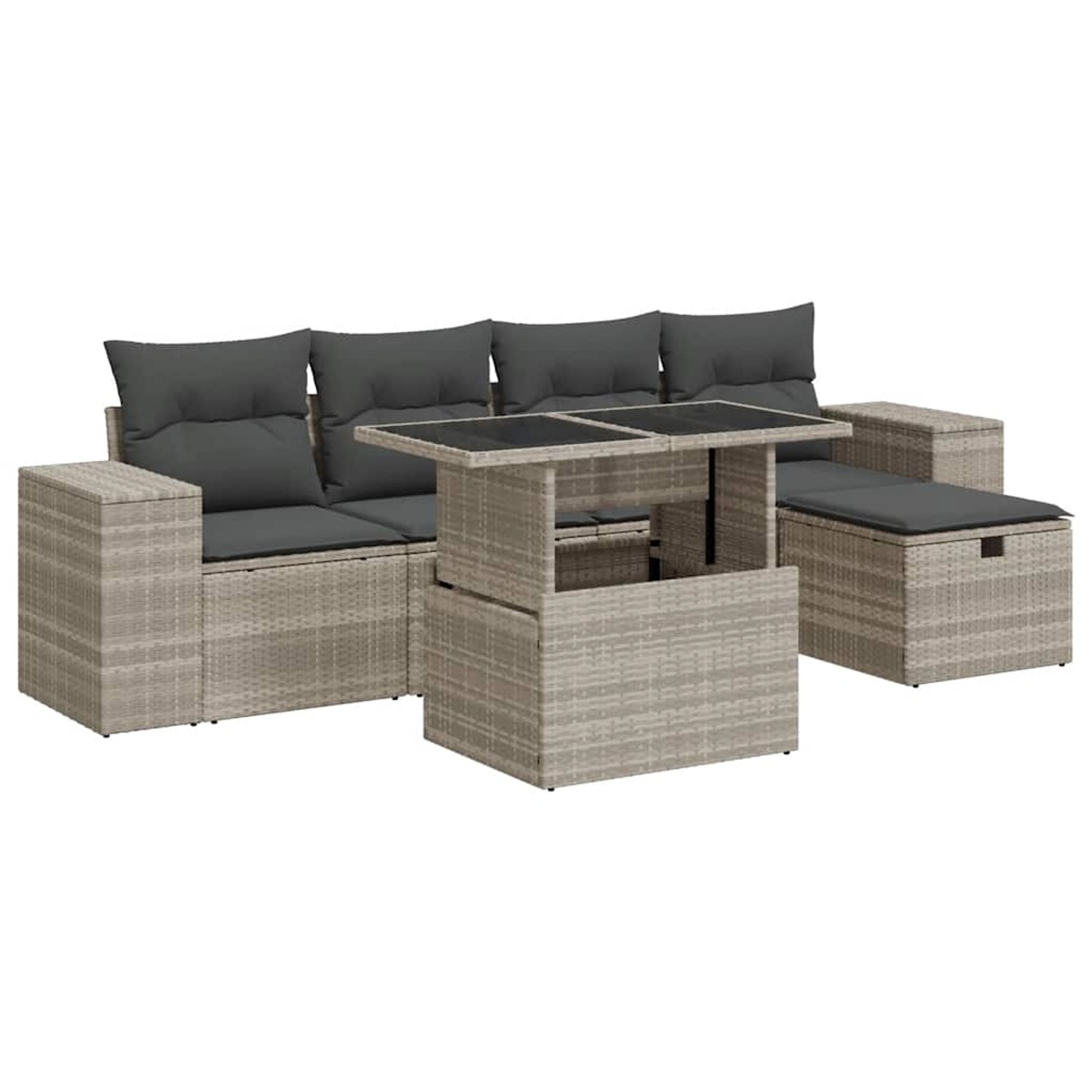 vidaXL 6-Tlg Garten-Sofagarnitur mit Kissen Hellgrau Poly Rattan 3327932 günstig online kaufen