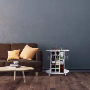 Relaxdays Weinregal MDF Kunststoff Weiß Rollbar 56 cm x 54 cm 13 kg