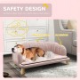 Rosa PawHut Hundesofa mit schlafendem Hund. Elegantes Hundebett mit Rücken- und Armlehne.