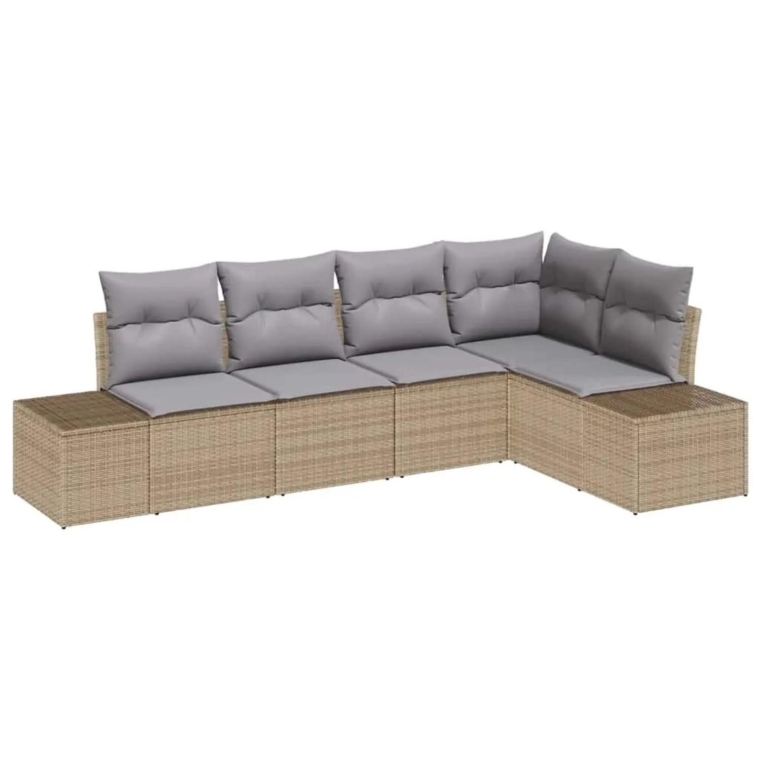 vidaXL Gartensofa-Set 5 Stk Beige und Hellgrau Poly-Rattan 3355729 günstig online kaufen