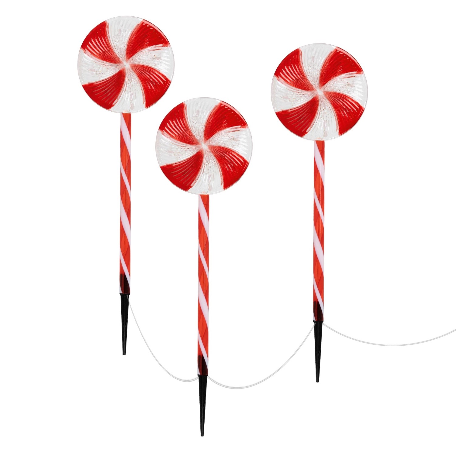 ECD Germany 3Er Set LED Lollipop-Weihnachtsweg Aussen 60 LED 3m 8 Modi