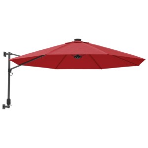 vidaXL Wand-Sonnenschirm mit LEDs Knallrot 290 cm 362895