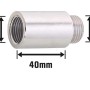 Verchromte Hahnverlängerung aus Messing, 18,6 mm x 21 mm, 40 mm lang, für Gewindefittings.