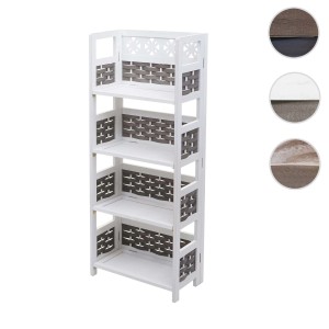 Weißes MCW Wandregal K86 mit grauem Geflecht und 4 Regalböden.