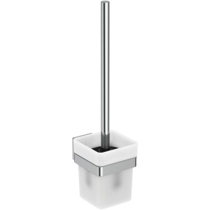 Ideal Standard IOM Cube WC-Bürstengarnitur mit Glasbehälter, Chrom-Optik.