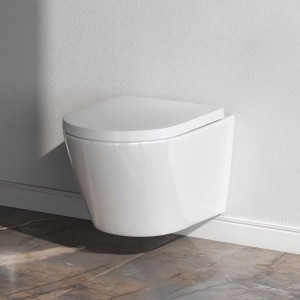 AM.PM Wand-WC mit Softclose-Sitz, spülrandlos. Hänge-WC aus Sanitärkeramik in Weiß.