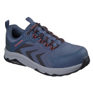 Dunkelblauer Skechers Speed-Flex Trekker S3S Sicherheitsschuh mit Carbon-Schutzkappe und Goodyear Sohle.