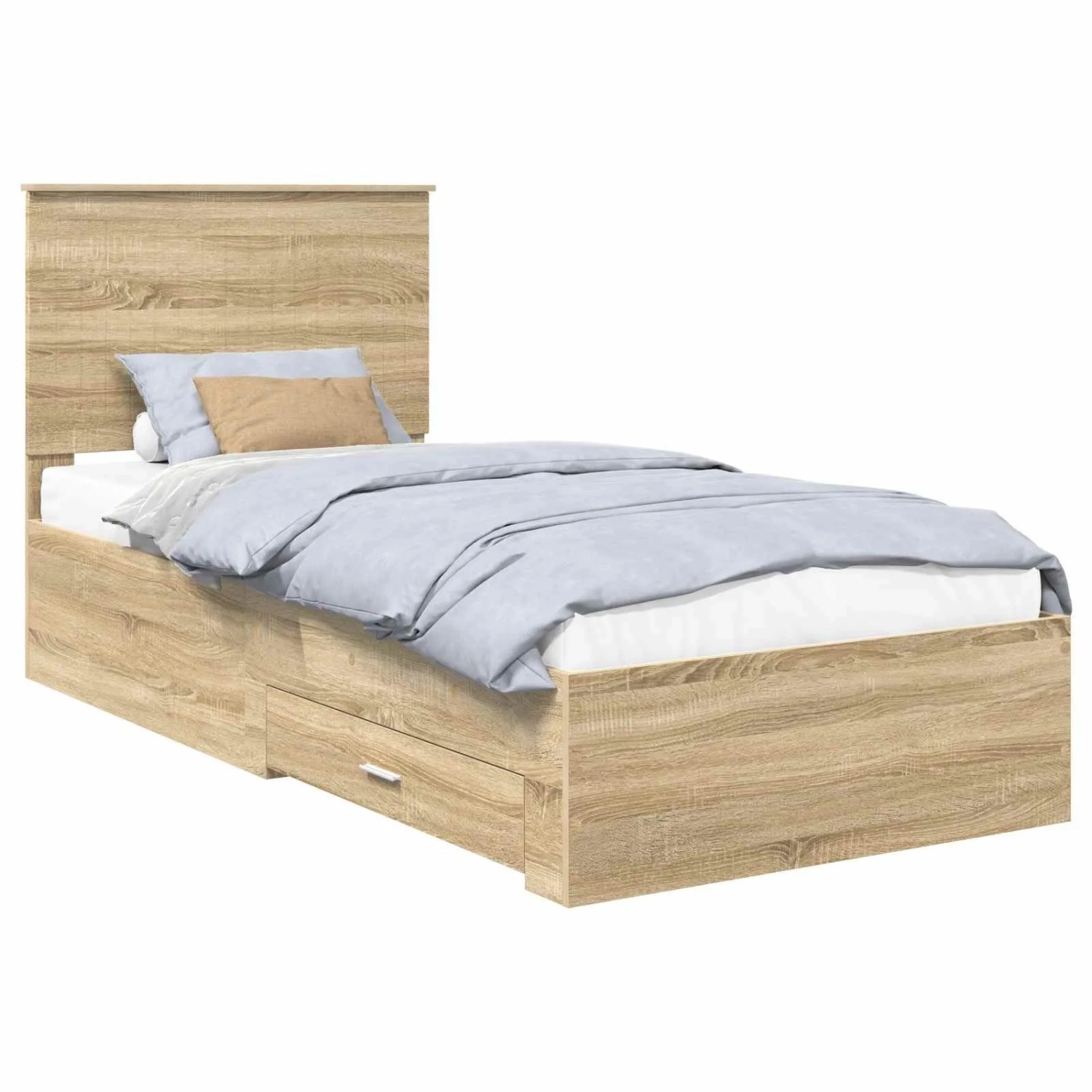 vidaXL Bettrahmen mit Kopfteil Sonoma-Eiche 90 x 190 cm Holzwerkstoff 3411361