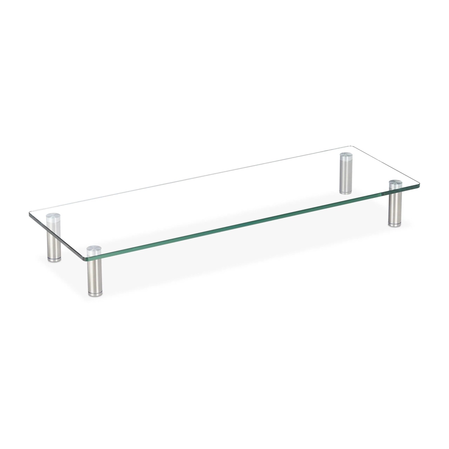 Relaxdays Bildschirmständer Glas Transparent Höhenverstellbar 70 cm x 24 cm 3,6 kg