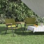 Grüne Furnicato Campingstühle (2 Stk.) auf Rasen. Klappstühle für Camping & Outdoor.