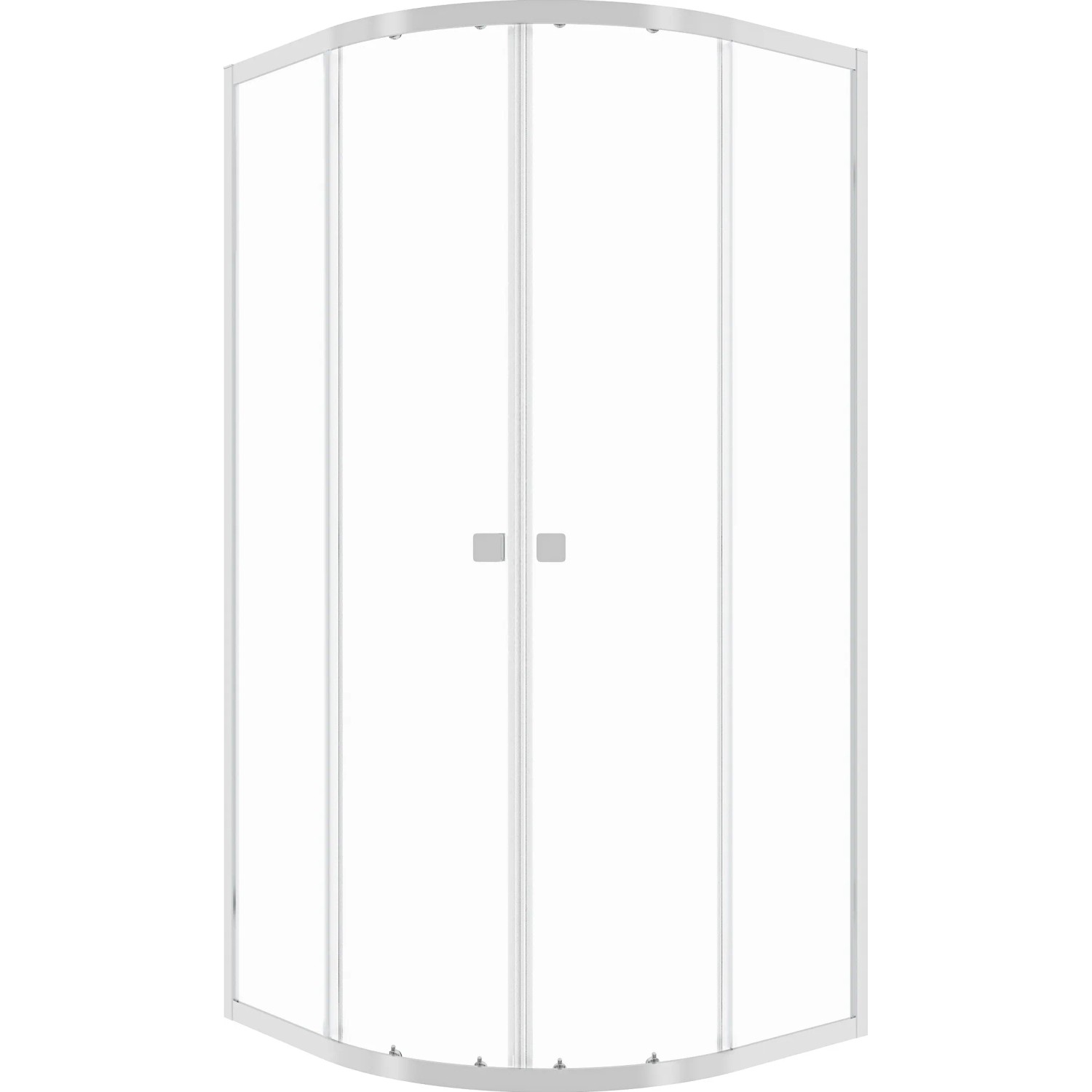 baliv Runddusche DUK-90.20R, 90x90 cm, mit Chrom-Profilen und Schiebetüren aus Klarglas.