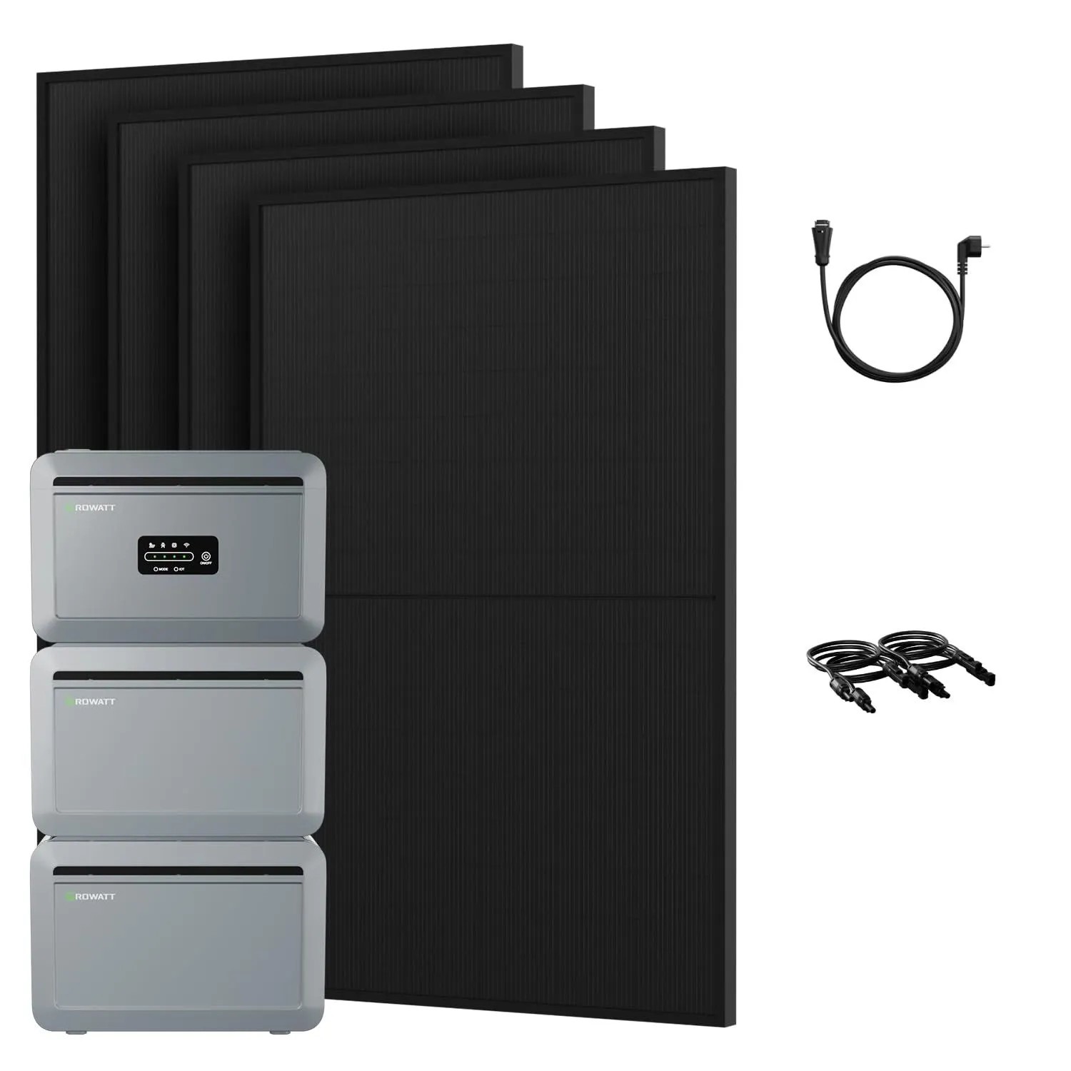 Growatt Balkonkraftwerk Set NEXA 2000 Speicher 6144 Wh mit 1800 W Bifazial Glas-Glas Full-Black