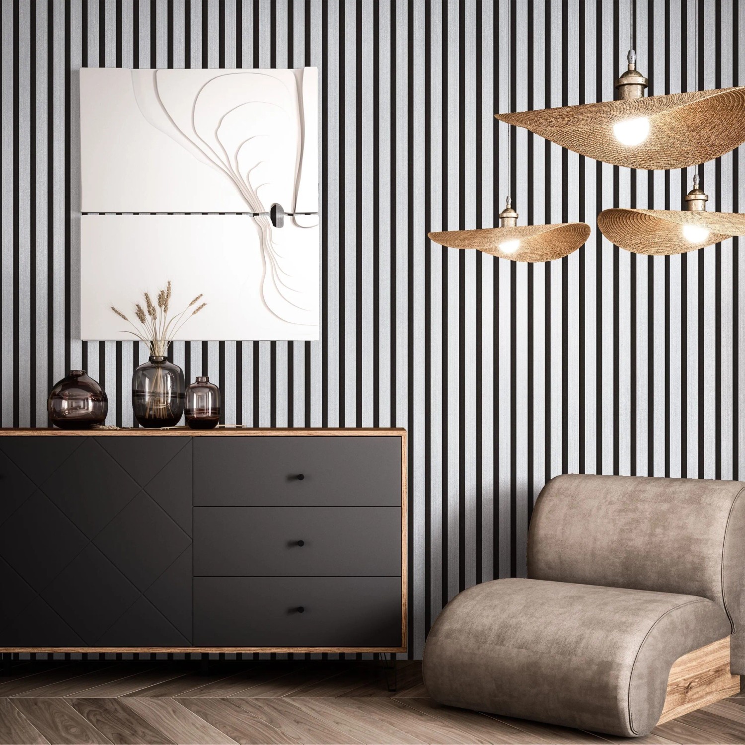 Newroom Vliestapete Berrin Silber Holzpaneele Modern Strukturiert FSC®_5