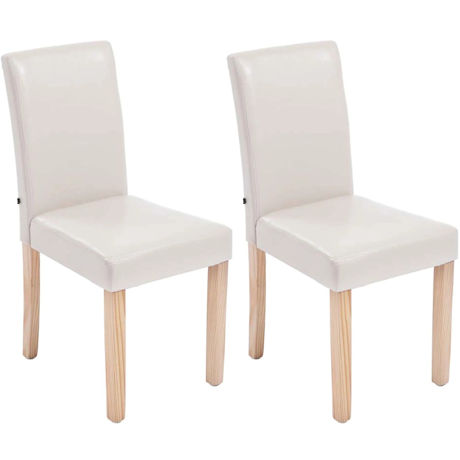 DELUKE 2er Set Esszimmerstuhl DALAN Kunstleder Creme 41x47x91cm Hellbraun Essstühle Esszimmerstühle Küchenstühle Wohnzimmerstühle