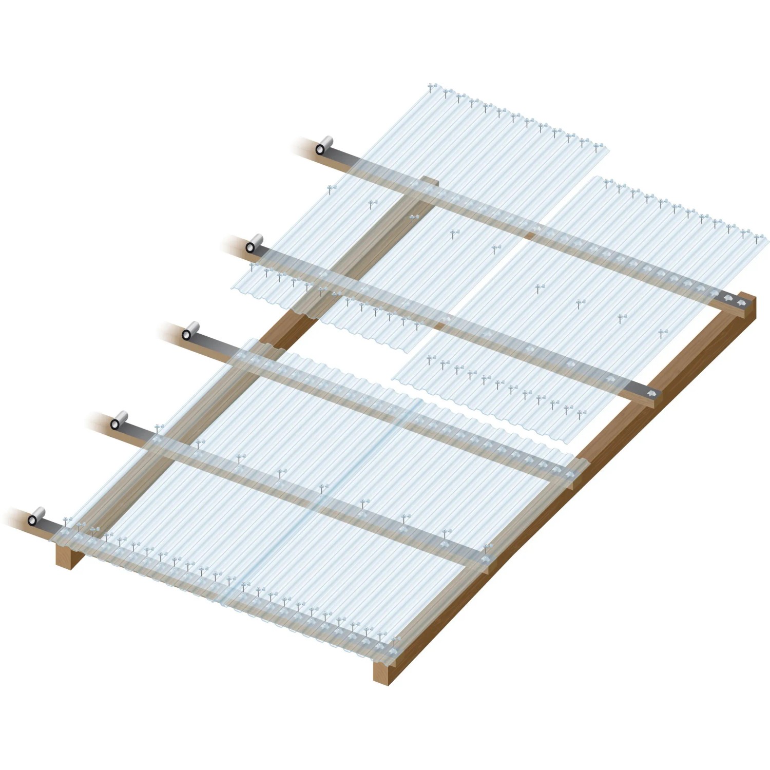 Transparente Makro Profilplatte Trapez 200x104 cm für Kunststoffbedachung.