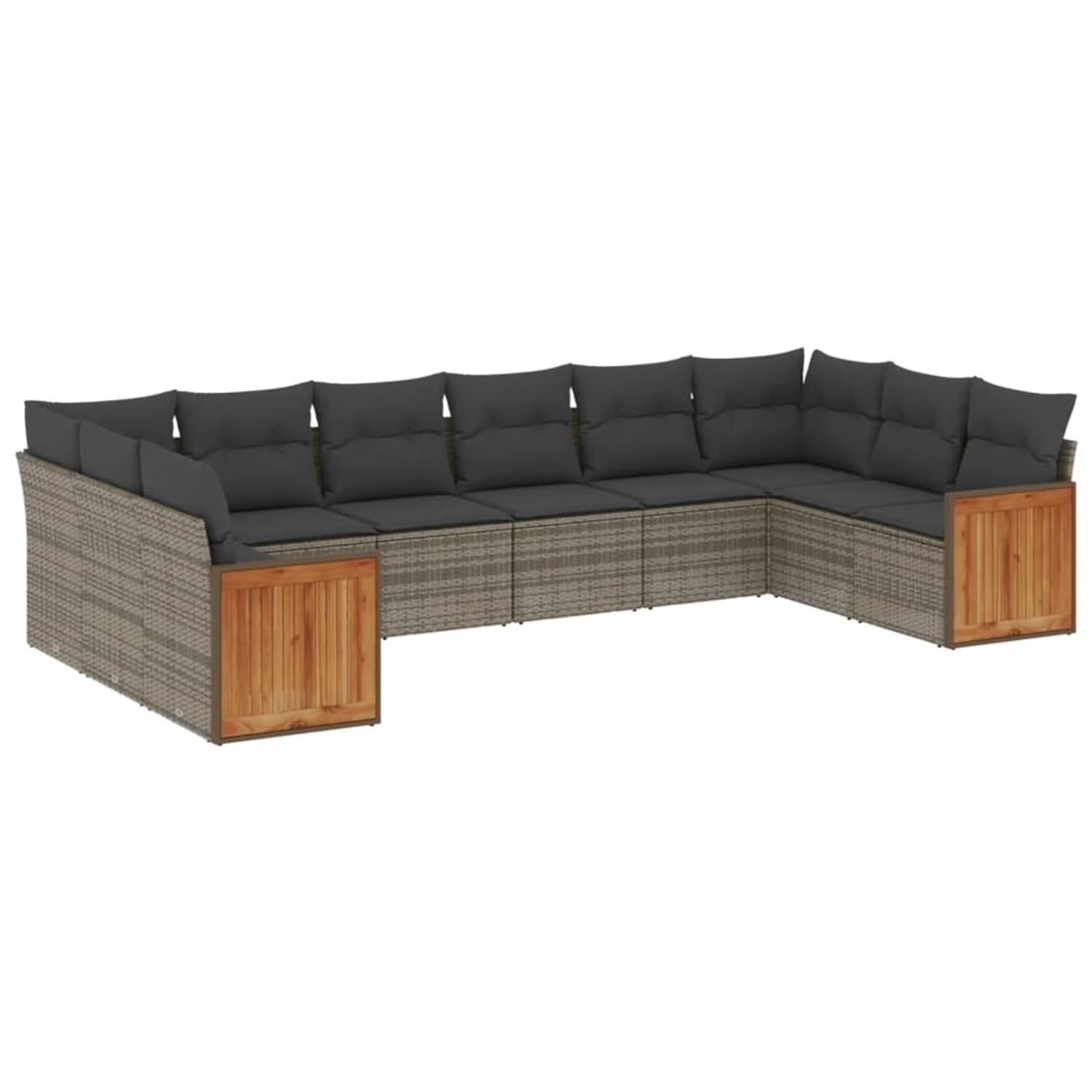 vidaXL 10-Tlg Garten-Sofagarnitur mit Kissen Grau Poly Rattan 3228006 günstig online kaufen
