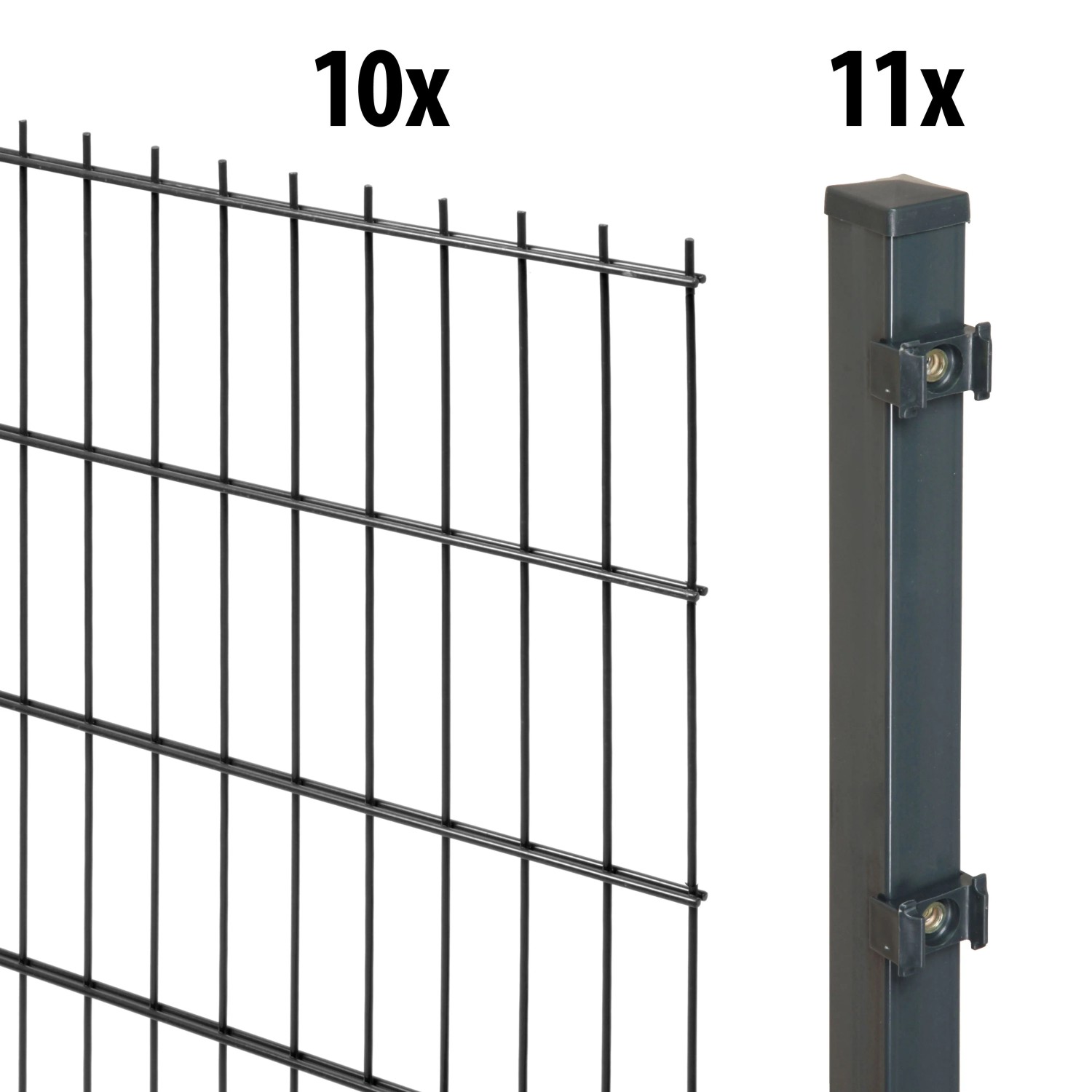 Floraworld Doppelstabmatten-Set 120 cm x 20 m 40/40 Anthrazit
