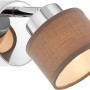 LED-Spot Loreto mit Stoffschirm in Taupe und Chrom-Optik.