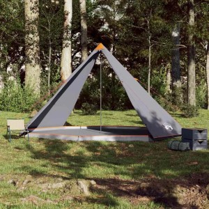 Grau-oranges Tipi-Familienzelt für 8 Personen von vidaXL, wasserdicht.