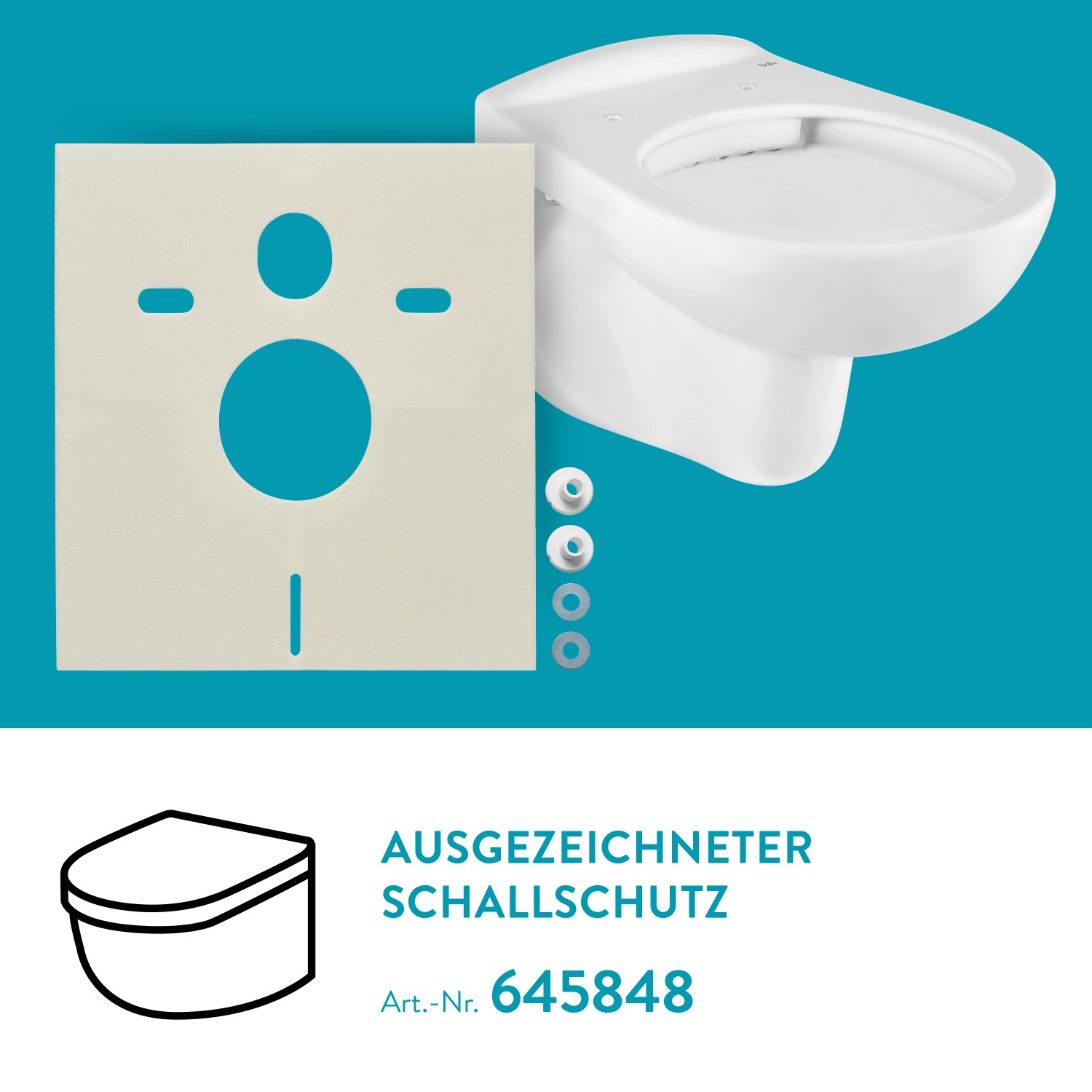 baliv Wand WC Glasgow, Tiefspüler, spülrandlos, weiß mit Schallschutz